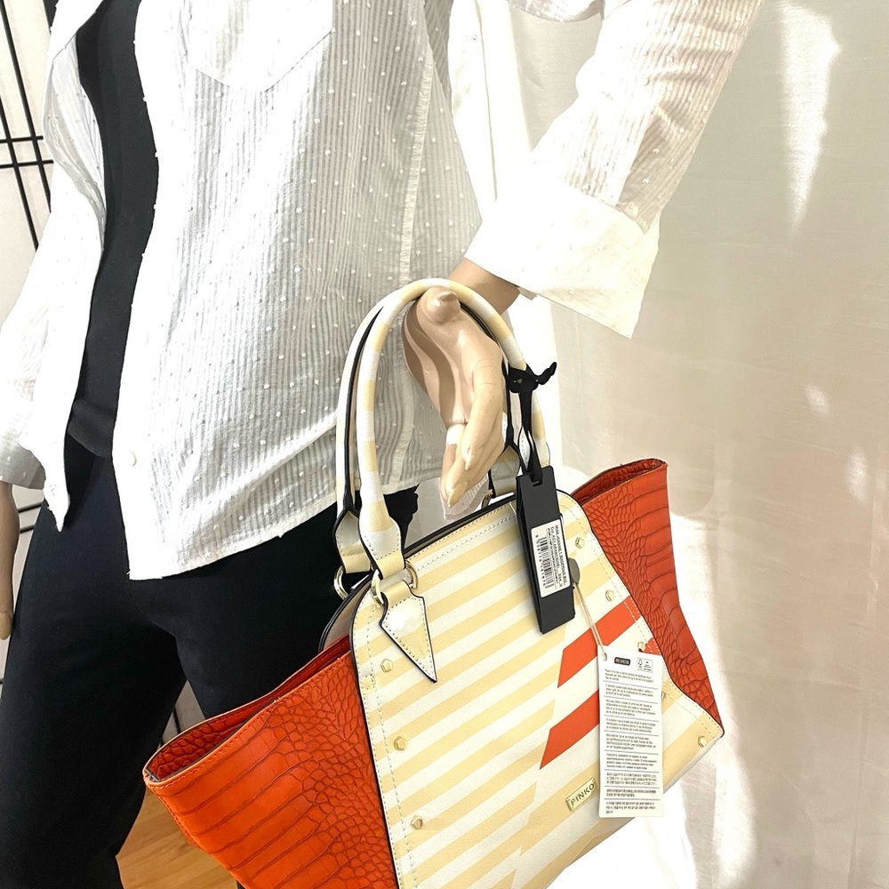 GORGEOUS PINKO orange multi TOTE BAG - Picture 3 of 8